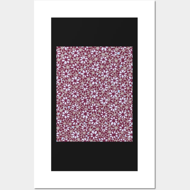 Batik Florals in Purple and Grey Tones Wall Art by FrancesPoff